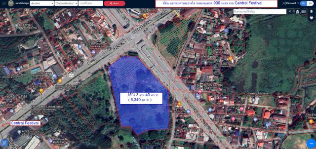 ขายที่ดินแปลงใหญ่ หัวมุมสี่แยก ให้เช่าระยะยาว 15 ไร่ ใกล้ Central Festival Chiangmai