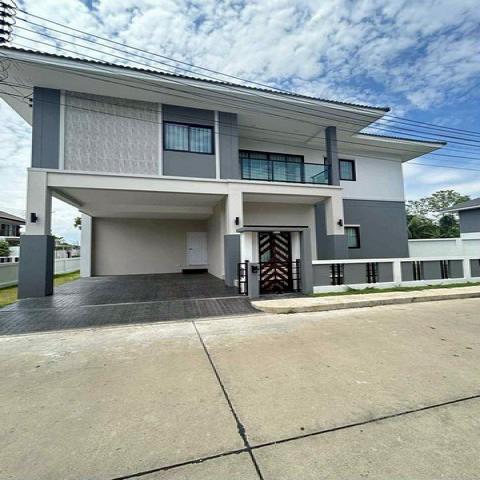 บ้านใหม่พร้อมอยู่ 2 ชั้น สไตล์โมเดิร์น แปลงหัวมุม หลังกาดฝรั่ง หางดง 